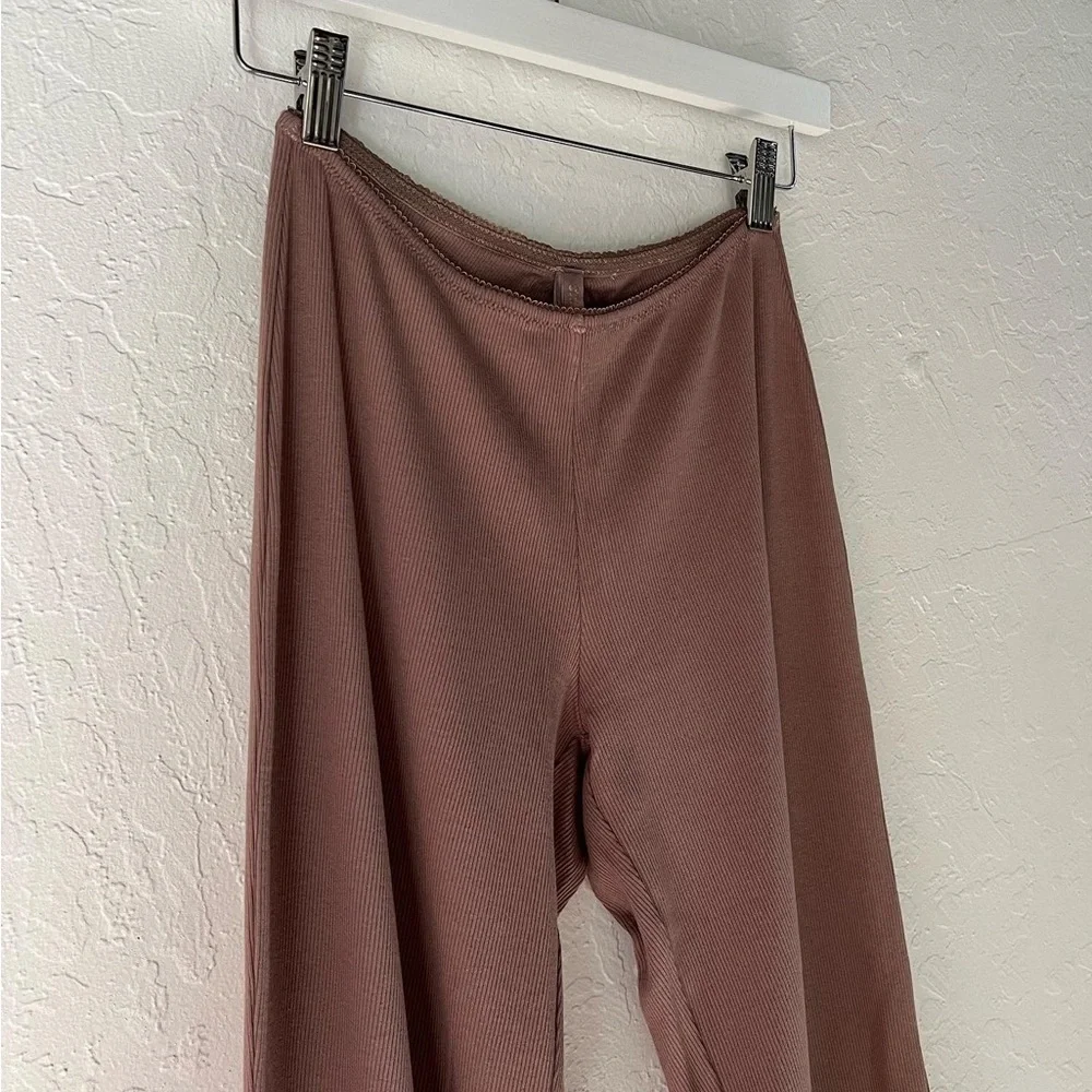 SKIMS Cotton Picot Straight Leg Pants in Umber - Picture 2 of 7